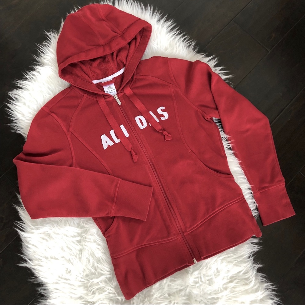 Adidas Zip-Up Hoodie, Red